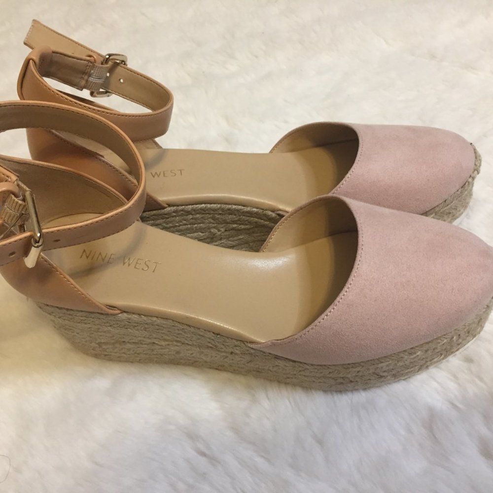 NWOT Nine West Espadrille Wedge Sandals Pink/Nude